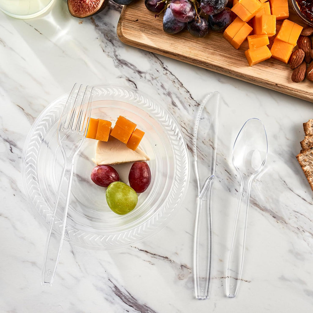 Plasticpro Heavyweight Disposable Clear Plastic Cutlery - 100 Count Forks for Convenient Dining
