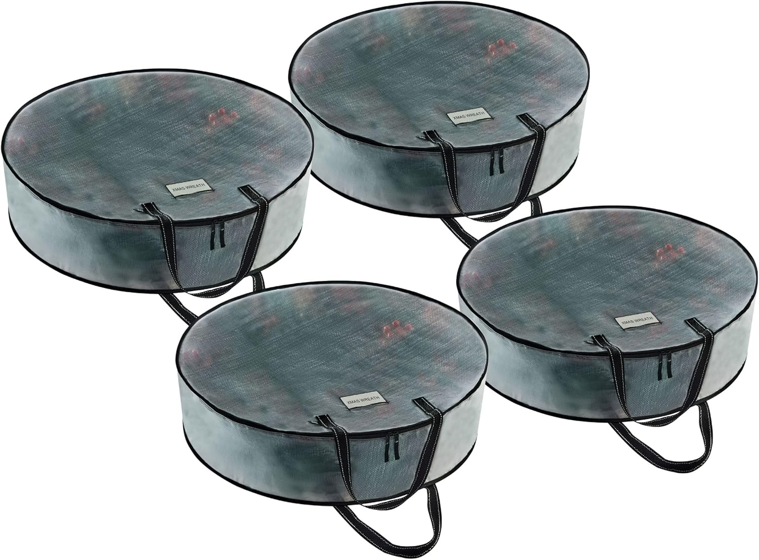 VENO Wreath Storage Container - 24 Inch Heavy-Duty Clear Bag with Wall Hanging Handles | 4 Pack