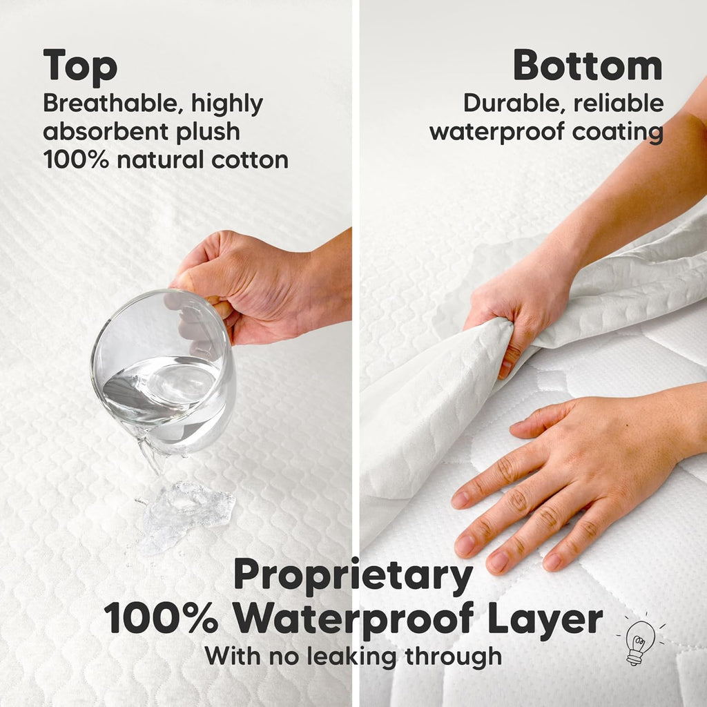 Skiennix Waterproof Crib Mattress Protector Cover - Soft Quilted Cotton, 52" x 28", Machine Washable, 2-Pack