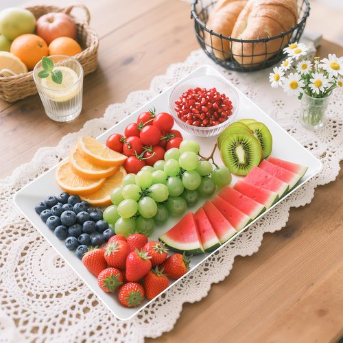 SmartTrends 6-Pack Serving Tray for Parties, Serving Platter in 3 Sizes for Entertaining, Food Display, Plastic Trays for Cookies, Stackable Rectangular Platters for Family(White)