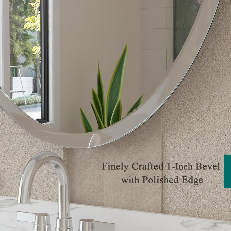 VocalStar Frameless Oval Mirror, 18" x 26" Bathroom Wall Mirror with Beveled Edge, Modern Decorative Vanity Mirrored for Living Room, Entryway, Bedroom | 1/4-Inch Shatterproof Glass