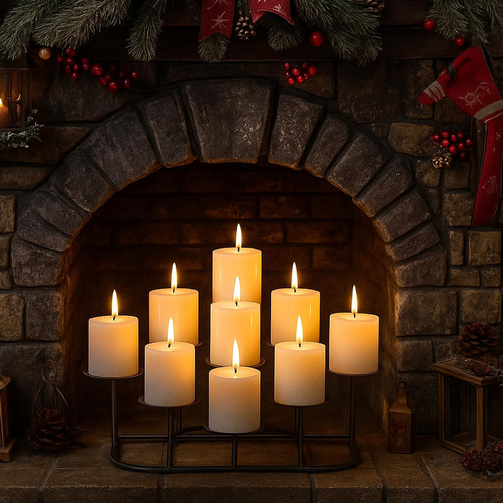 Smtyle Fireplace Candelabra - Modern Black Matte Multi-Tier Centerpiece for Pillar Candles