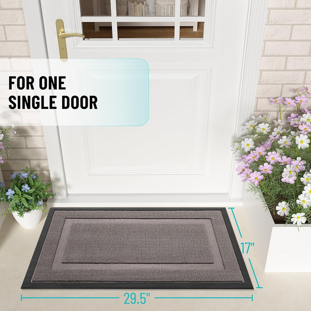 OLANLY Waterproof Front Door Mat - All-Season Natural Rubber Doormat | Easy Clean, Low Profile, 29.5x17, Taupe