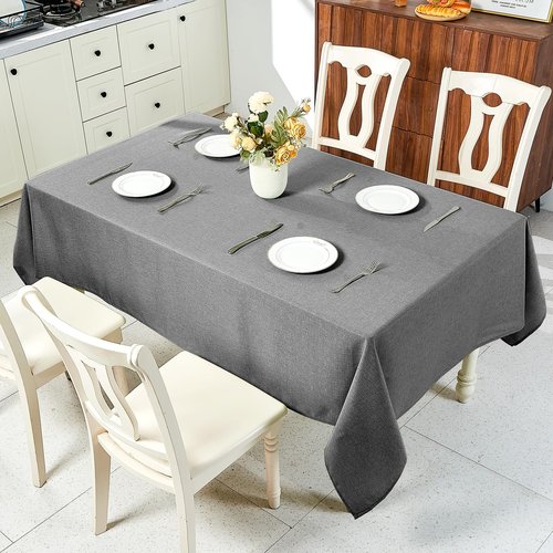 IVAPUPU Textured Linen Table Cloth for Rectangle Table - Grey Tablecloths Rectangular Waterproof Wrinkle Free Wipeable Dining Table Cover for Spring Wedding Birthday Kitchen Decor, 52 x 70 Inch