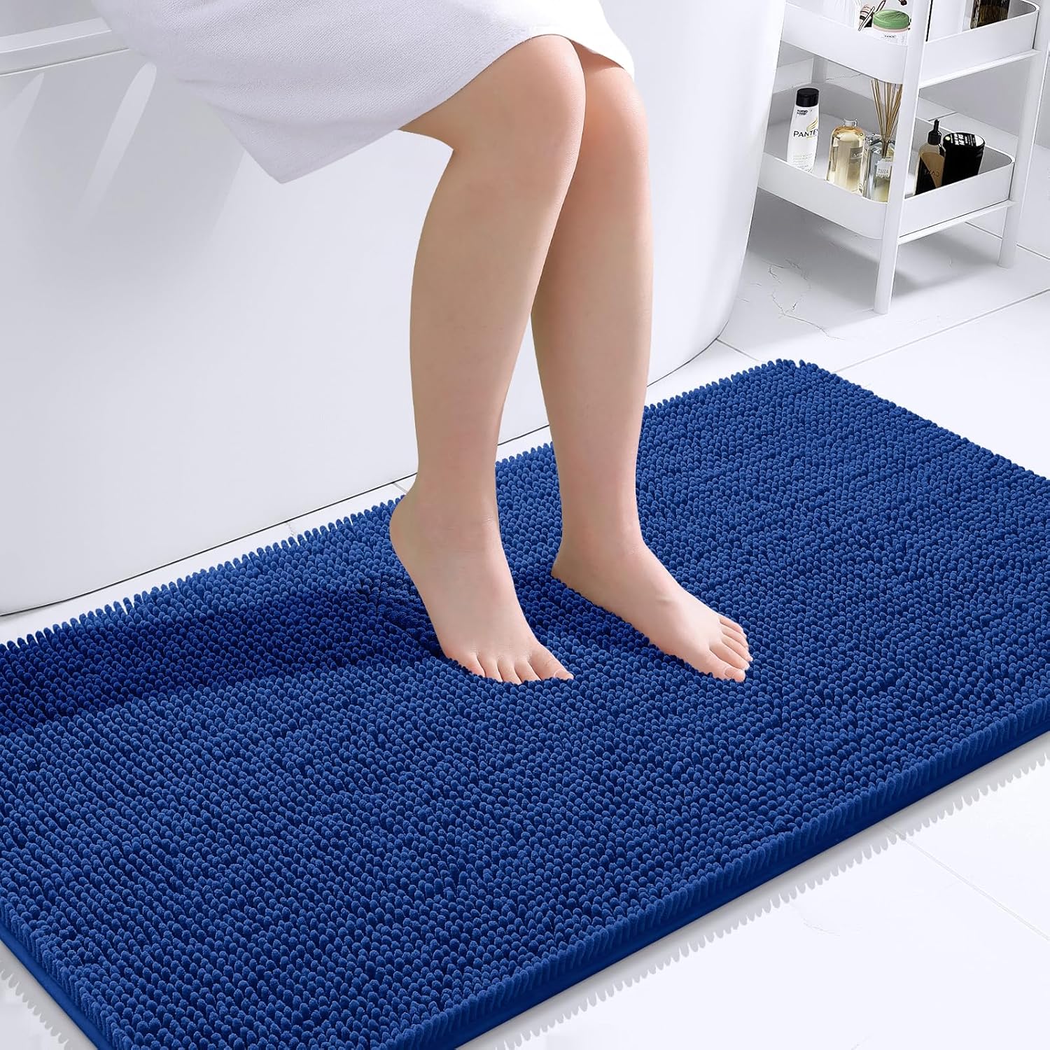OLANLY Large Bathroom Rugs - Extra Soft Chenille Bath Mats | Quick-Dry & Machine Washable, 40x24 Royal Blue