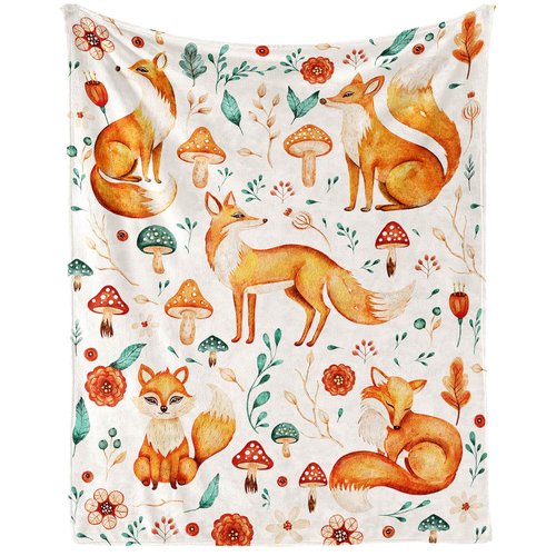 Homieblanket Fox Blanket for Boys Girls, Cute Fox Themed Design Printed Throw Blankets for Kids Lap, Chair Sofa, Warm Soft Cozy Blanket, 40"x 50"