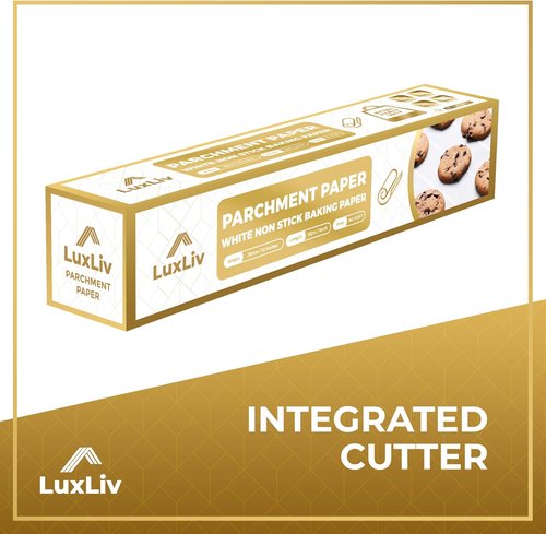 LuxLiv® 12" x 164' Non-Stick White Parchment Paper Roll - Extra-Thick Greaseproof Baking & Cooking Supplies