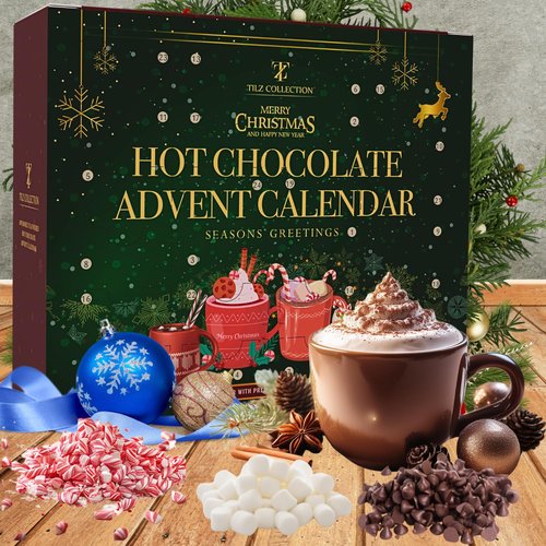 Hot Chocolate Advent Calendar 2025 - Gourmet Luxury Selection of 24 Flavors | Perfect Gift for All Ages