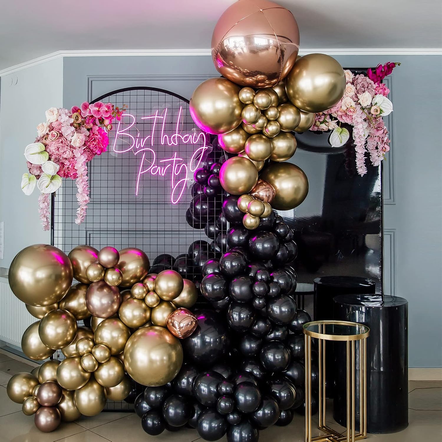 RUBFAC Black Balloons - 129-Piece Latex Balloon Arch Kit for Halloween & Party Decorations | 5-12 Inch Sizes