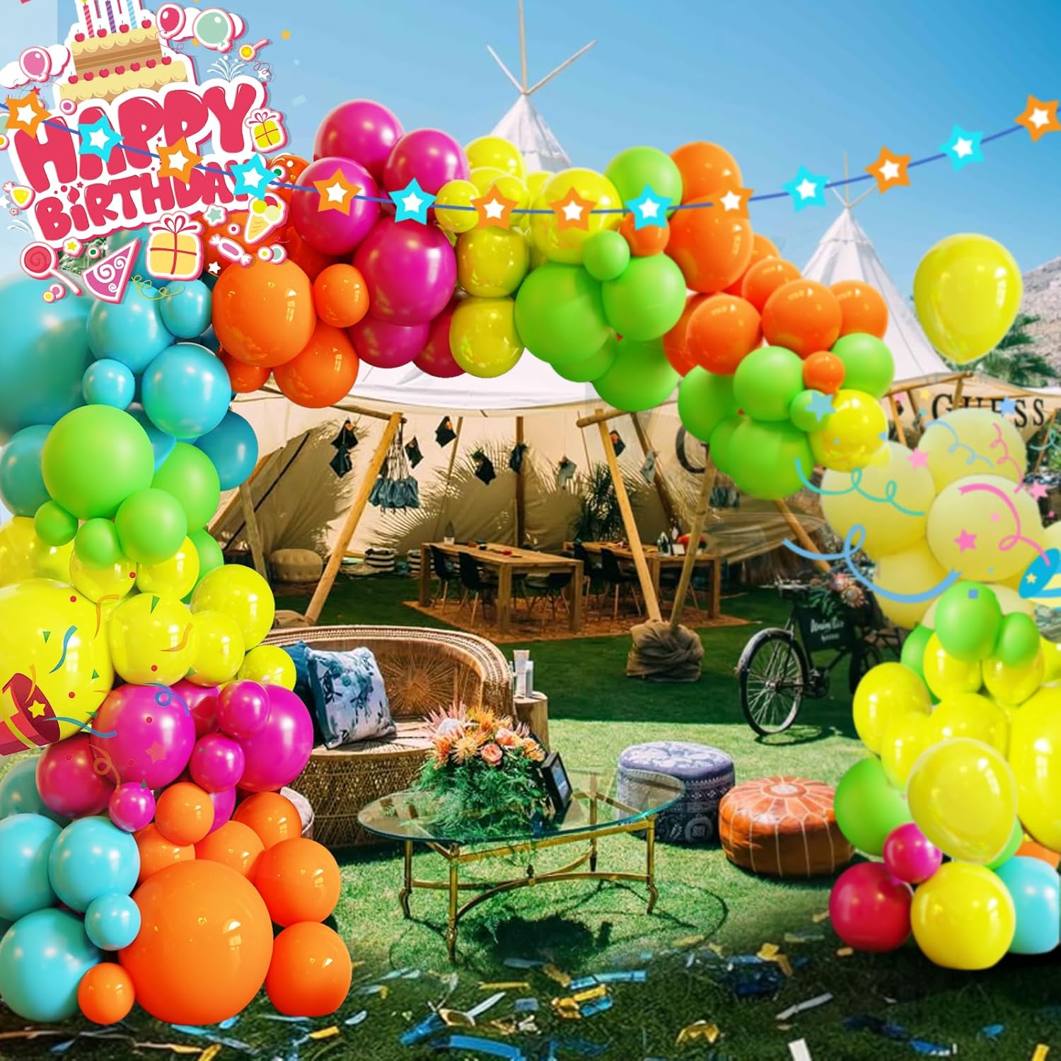 Skiennix Tropical Balloon Arch Kit - 119 Pcs Hawaiian Latex Balloons for Summer Party Decor