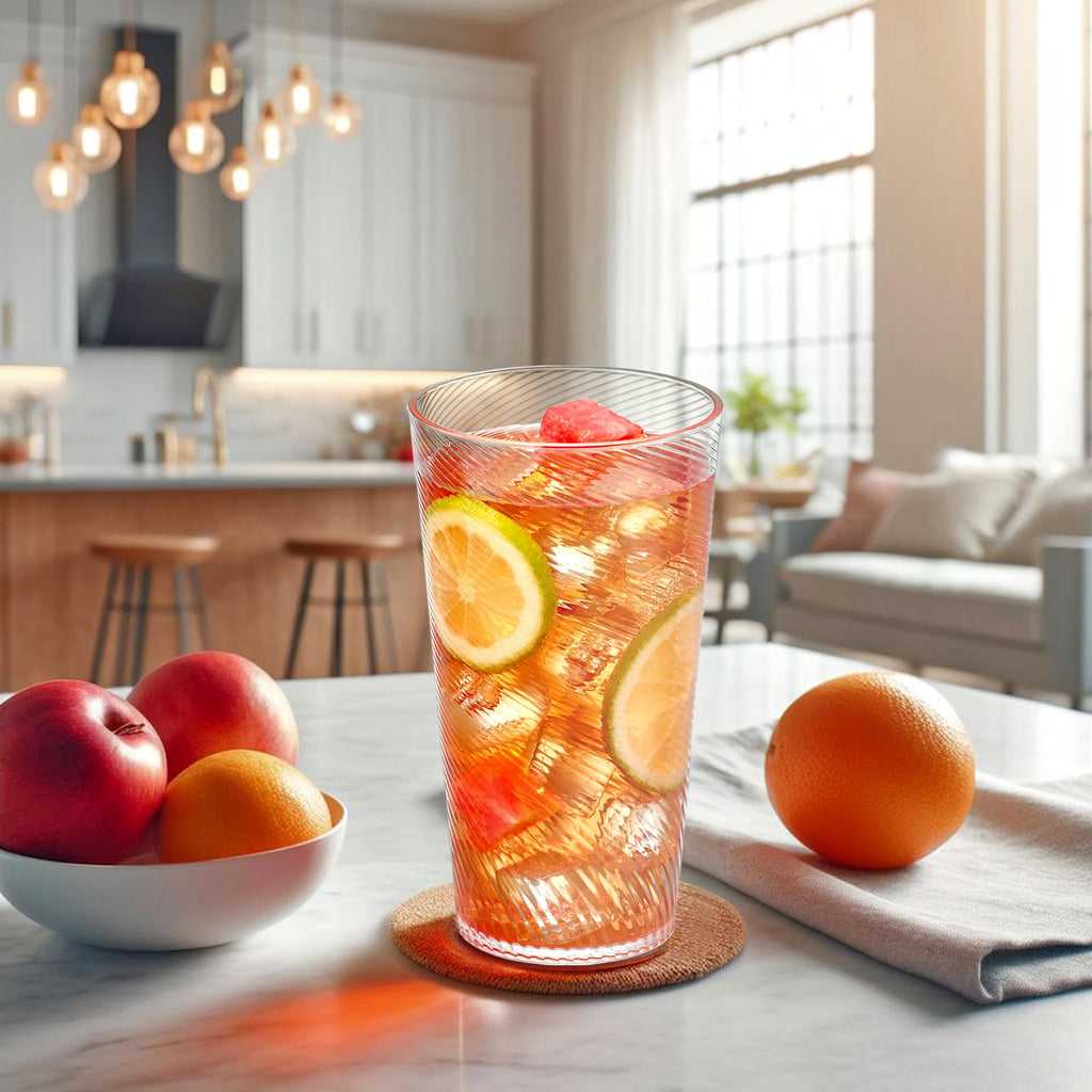 Amazing Abby - Breeze - 30-Ounce Plastic Tumblers (Set of 6), Iced-Tea Drinking Glasses, All-Clear Reusable Cups, Stackable, BPA-Free, Shatter-Proof, Dishwasher-Safe