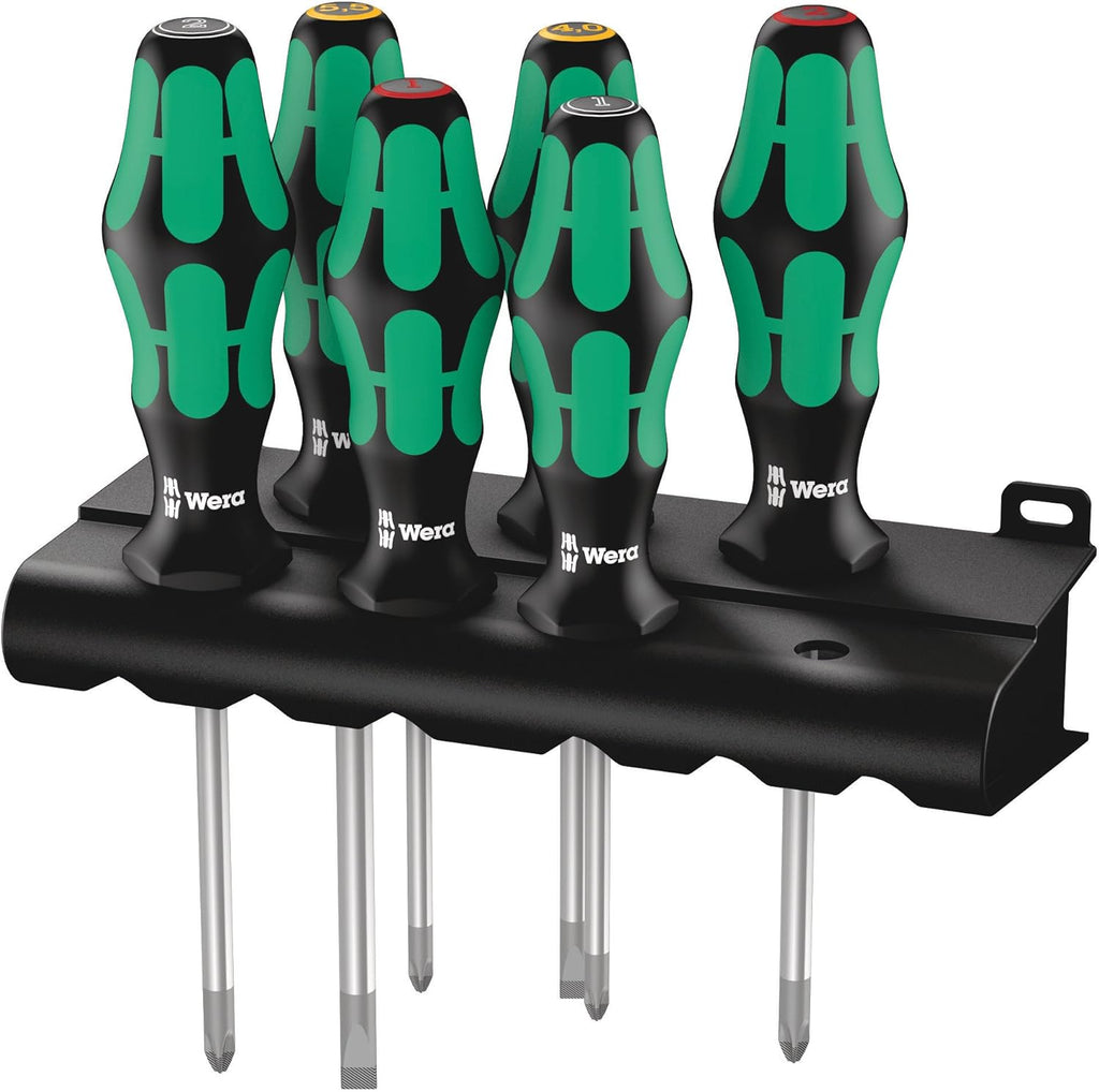 Wera 335/350/355/6 Screwdriver Set - Kraftform Plus Lasertip | 6-Piece Tool Rack Included