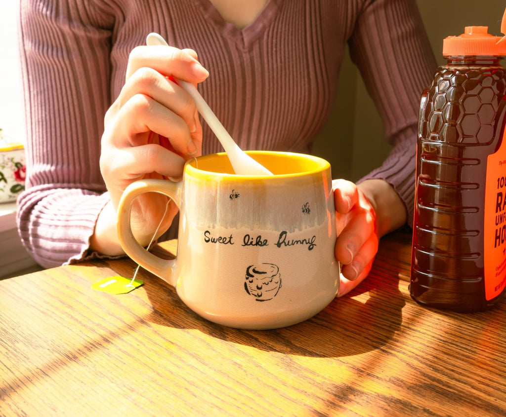 Silver Buffalo Winnie the Pooh Sweet Like Hunny Reactive Glaze Tapered Pottery Mug, 14 Ounces