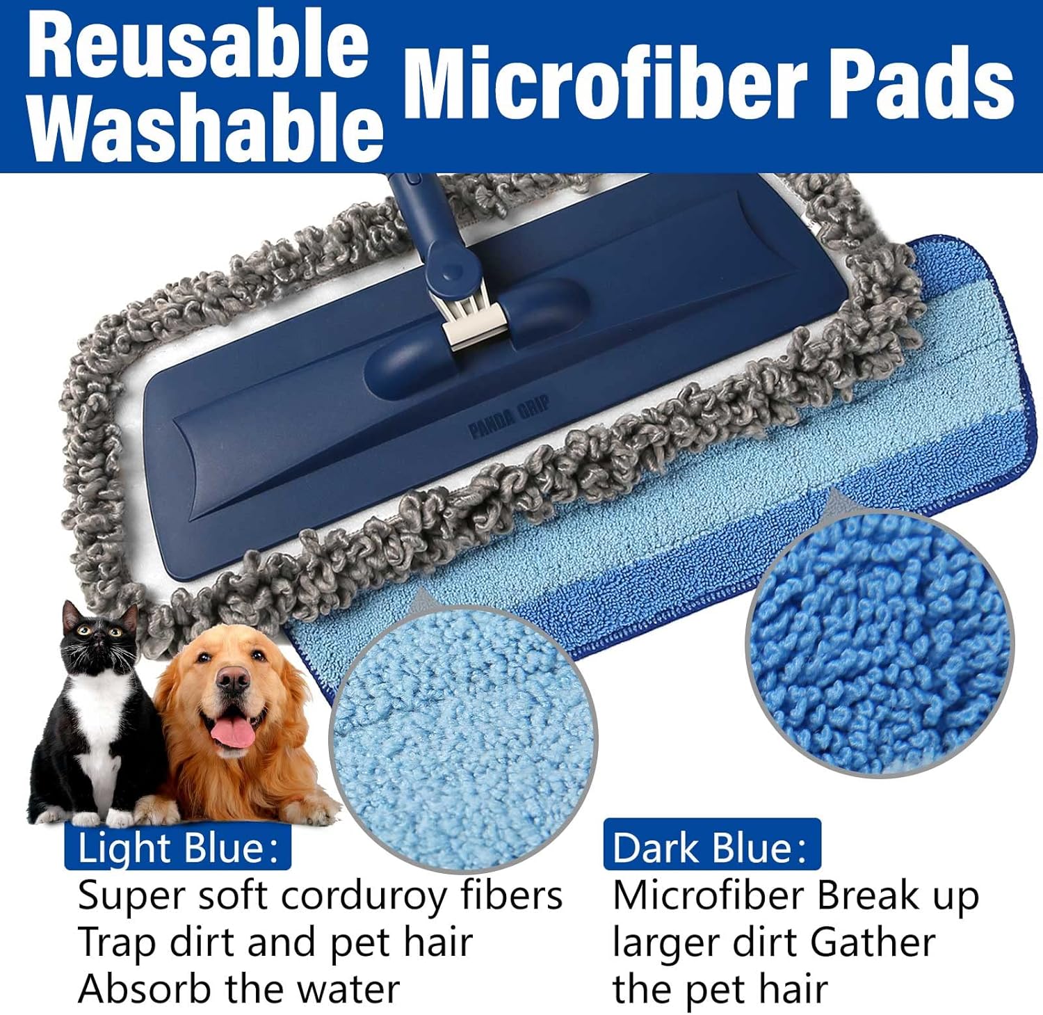 Skiennix Wet Spray Mop - 14 oz Refillable Bottle with 3 Washable Microfiber Pads | Ideal for Hardwood & Tile Floors