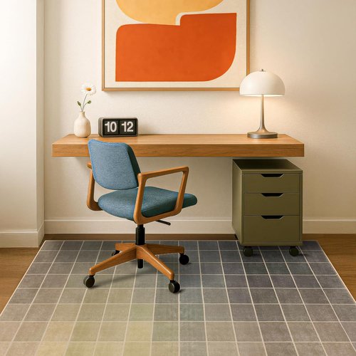 Minimalist Modern Office Rug by Washable | Non-Slip 5x7 Low Pile, Stain Resistant Gray & Beige