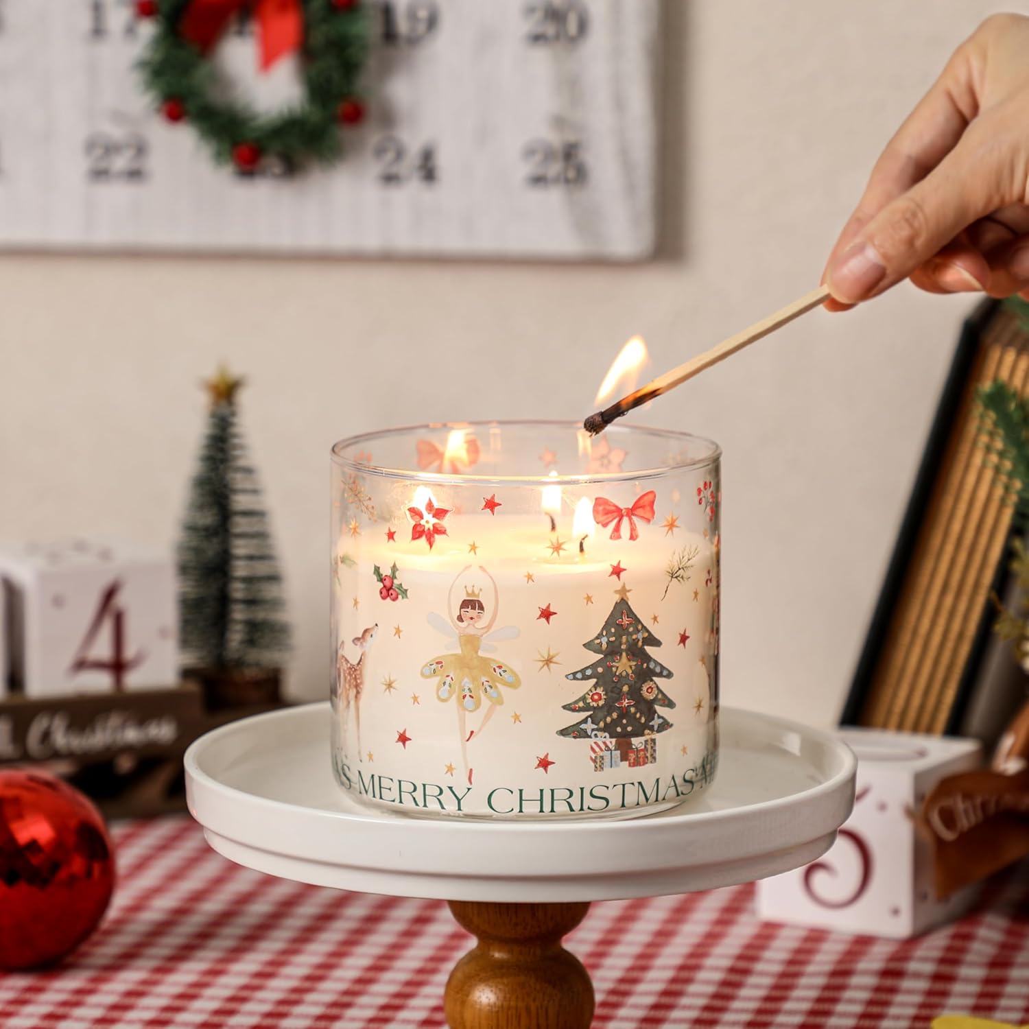 Regine Switzerland Pine Scented Christmas Candle - Nutcracker Ballet Girl Design | 14oz Winter Gift