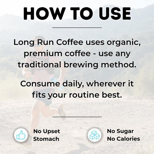 Long Run Coffee – Hydrating Coffee with Electrolytes – All Natural Energy + Hydration + Recovery for Athletes – Stomach Friendly Electrolyte Coffee for Runners (1 lb, Dark Roast)