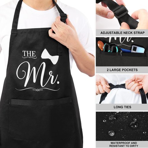 YNMAI Wedding Gifts for Couples, Mr and Mrs Aprons Engagement Presents for His and Her, Kitchen Cooking Bride To Be Gifts, Funny Wedding Gifts Box for Friend Sister Hubby and Wifey
