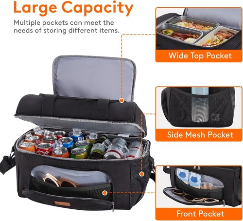 Lifewit Insulated Cooler Bag - Large 32/48 Can Leakproof Beach Cooler | Lightweight Soft-Sided Travel Ice Chest for Camping & Road Trips