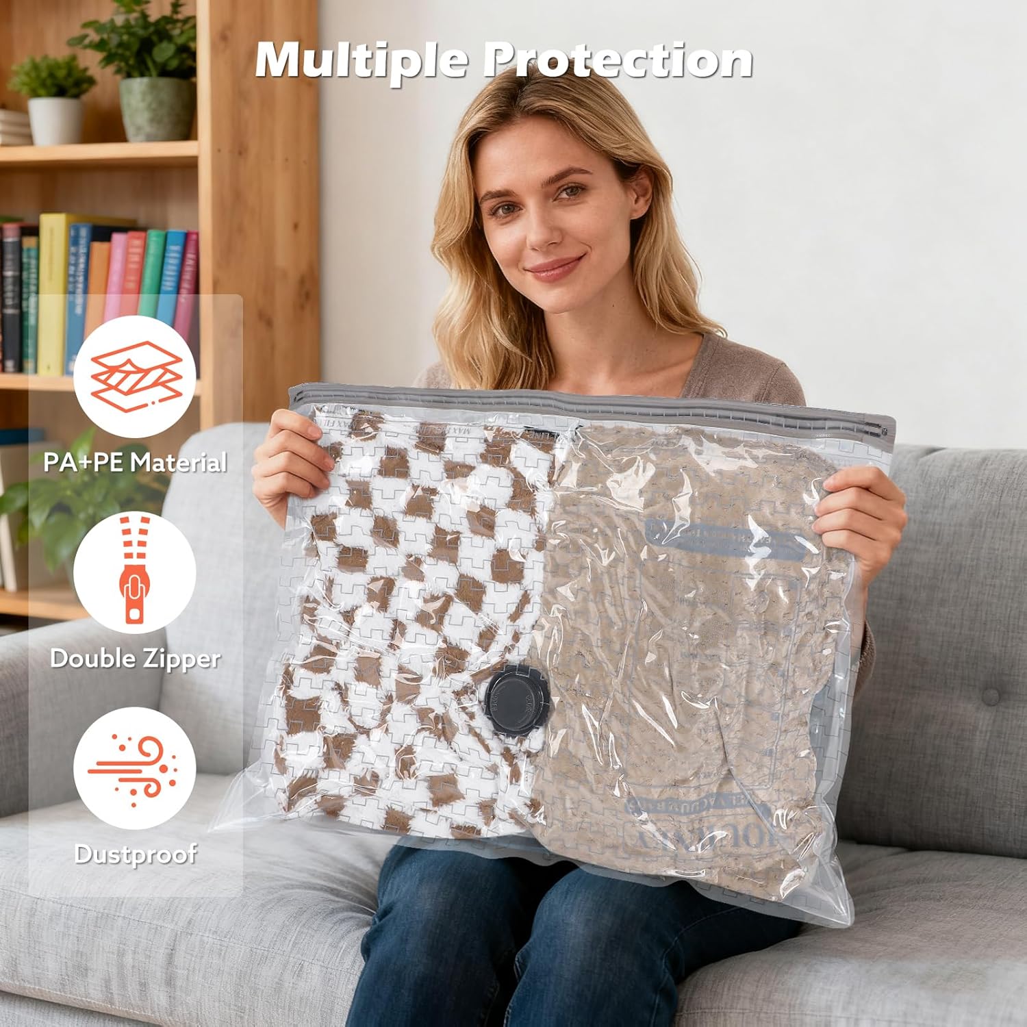 Skiennix Travel Vacuum Bags - Wireless Charging Air Pump Included | 15 Pack in 3 Sizes for Clothing Storage
