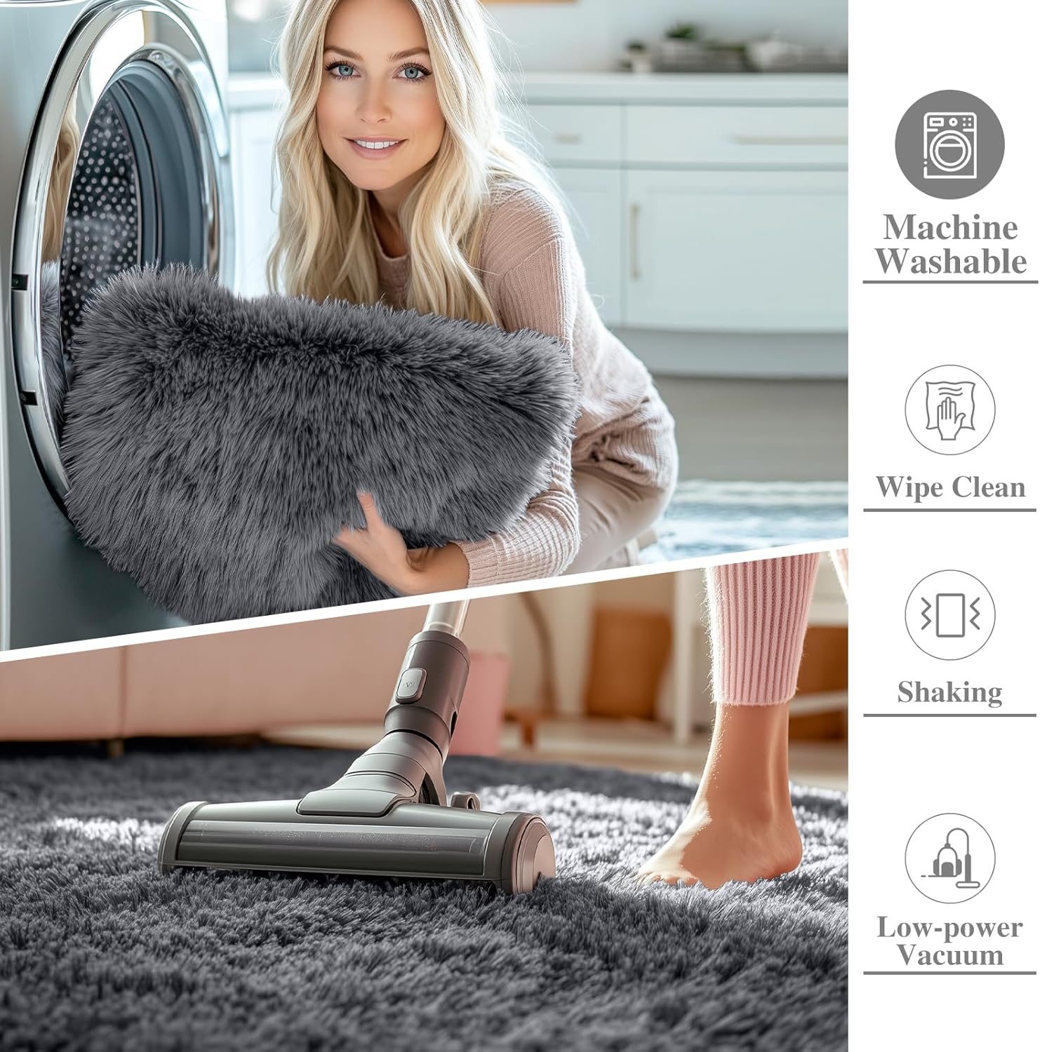 OLANLY Runner Rugs - Soft Fluffy Machine Washable 2x6 for Hallway, Bedroom, Living Room | Grey Indoor Carpet