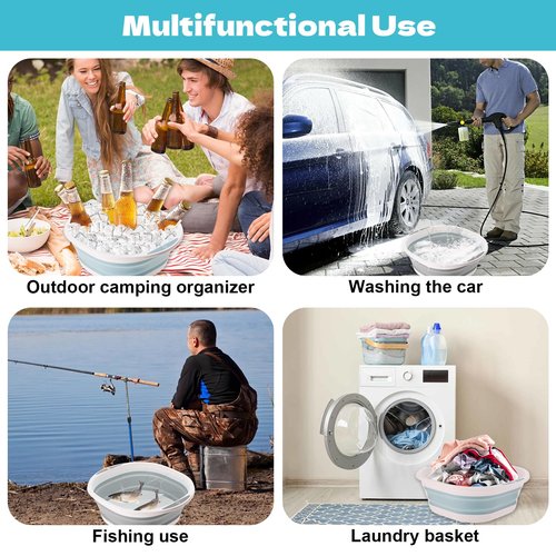 4 Pack Collapsible Ice Buckets for Parties, Foldable Beverage Tub, Large Collapsible Ice Bucket for Wine/Beer/Champagne, Large Beer Ice Buckets Drink Cooler, Space Saving Ice Storage Tub Ice Cube Bin