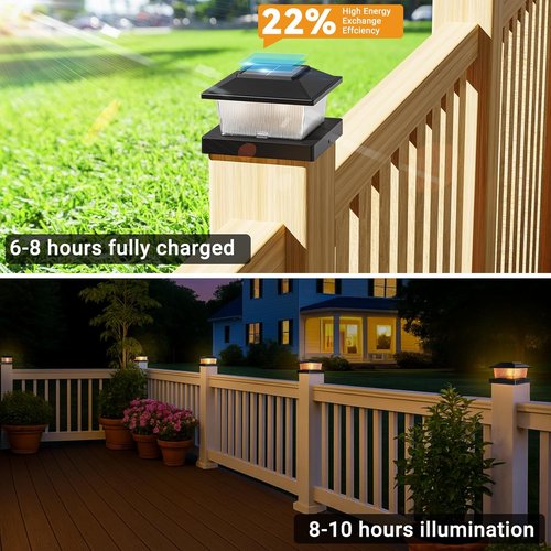 Btfarm Solar Flame Post Cap Lights - Waterproof Flickering 4x4 Outdoor Lighting | 4 Pack, Black