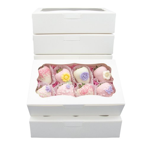 Capkyke 20pcs 8x5x2 Inch White Bakery Boxes Cookie Boxes with Window Treat Boxes Dessert boxes for Cookie,Pastry,Macaron,Donut,Muffins,Chocolate,Cupcake and Candy Gift Giving
