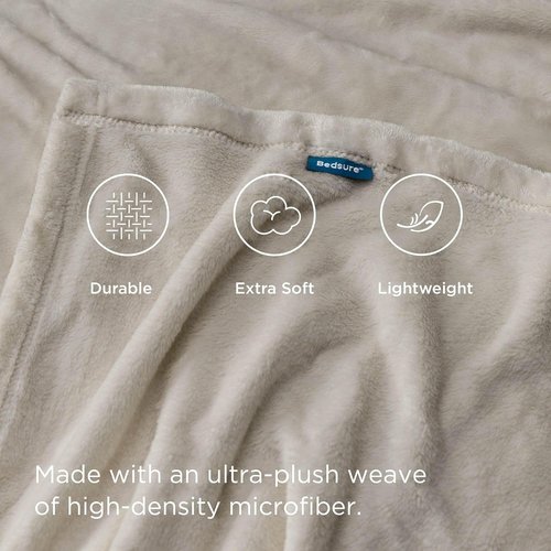 Bedsure GentleSoft Fleece Blanket - King Size Plush Cozy Microfiber in Oxford Tan, 108x90 Inches