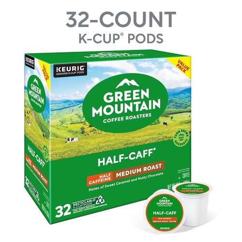 Green Mountain Coffee Roasters Half Caff Medium Roast K-Cup Pods - 32 Single-Serve Pods