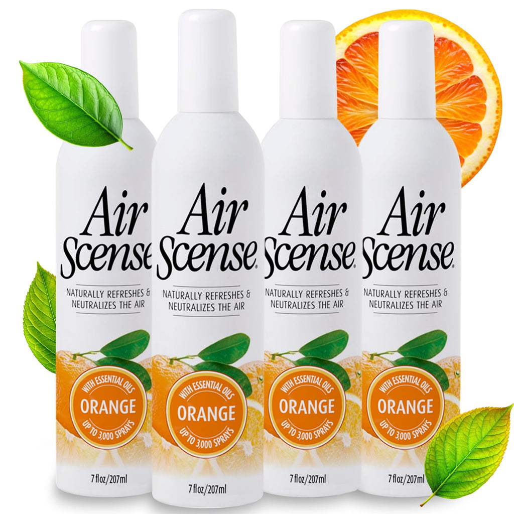 Air Scense Air Freshener Deodorizer Room Spray for Bathroom & Home, Essential Oils, Natural Orange - 7 fl oz (4-Pack)