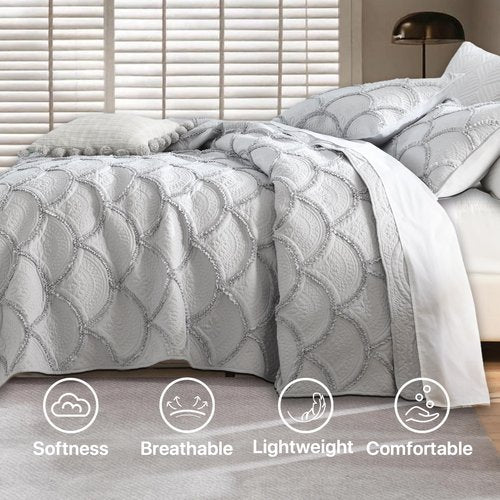 TEXSTEAD Solid Color Quilt (gray4, Queen)