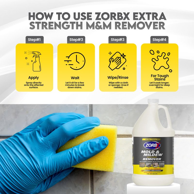 ZORBX Stain & Odor Remover & Cleaner Spray 128 FL Oz Refill – Scrub Free Formula - Bleach Free Stain & Smell Eliminator for Shower, Bathroom, Ceiling, Carpet, Cars, Walls & Wood