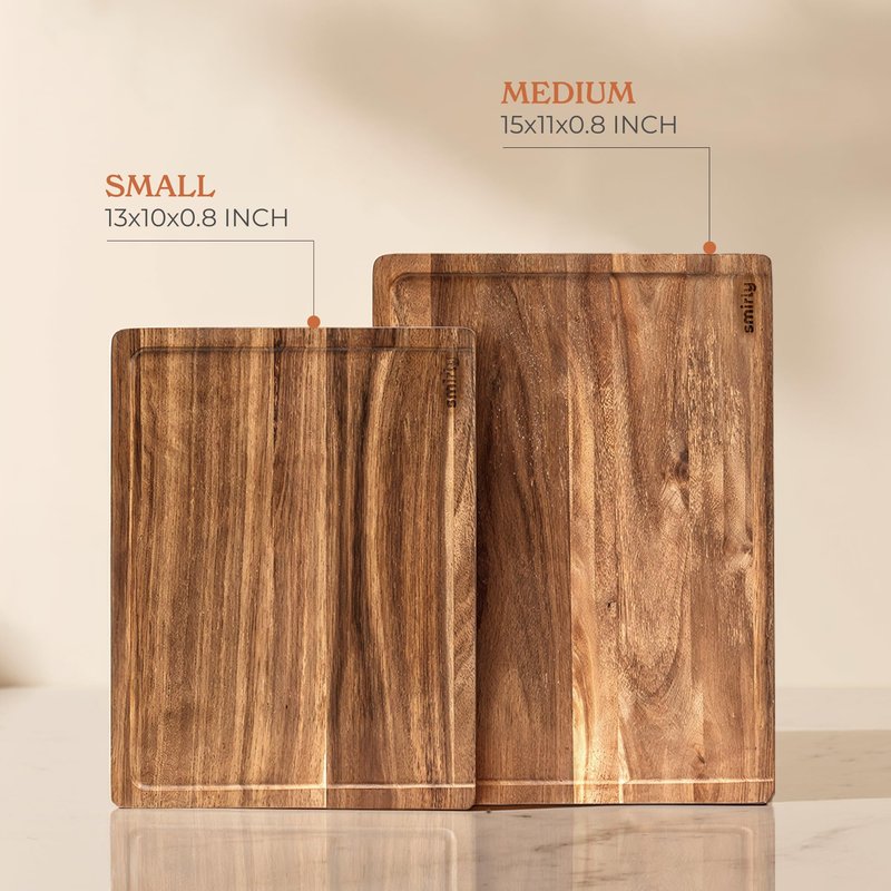 SMIRLY Wood Cutting Boards For Kitchen - Bamboo Cutting Boards For Kitchen Cutting Board, Bamboo Cutting Board Set With Holder, Chopping Board, Butcher Block, Small Wooden Cutting Board Set