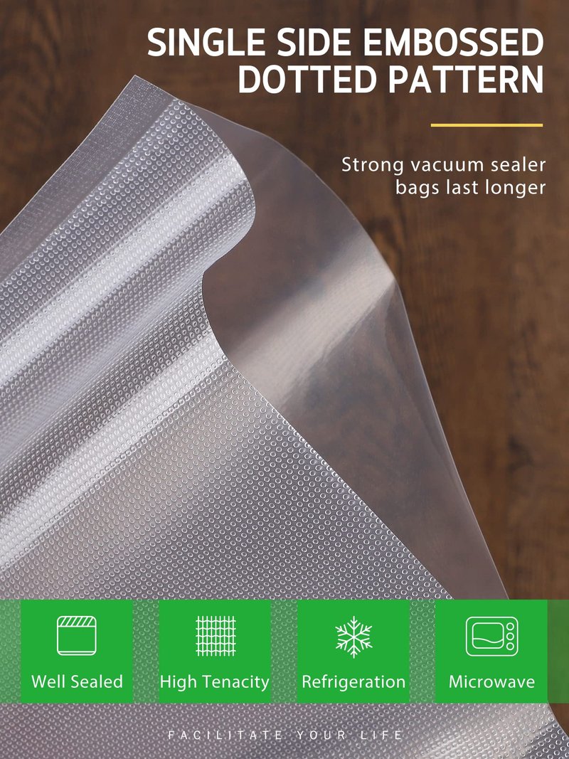 Syntus Vacuum Sealer Bags, 2 Rolls 8" x 50' Commercial Grade Bag Rolls, BPA Free Food Vac Bags for Storage, Meal Prep or Sous Vide