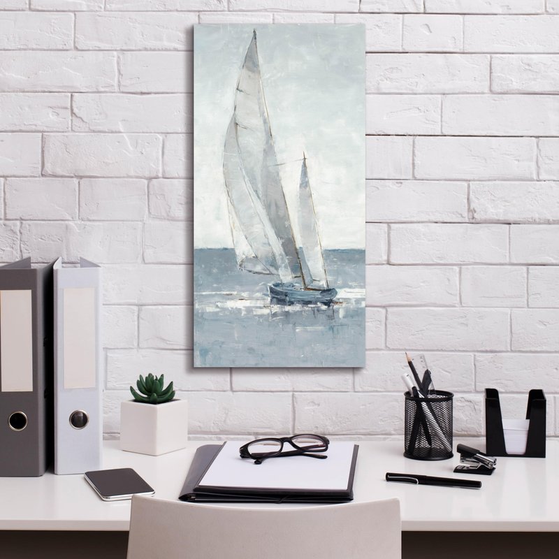 Epic Graffiti "Grey Seas I by Ethan Harper, Canvas Wall Art, 12"x24"