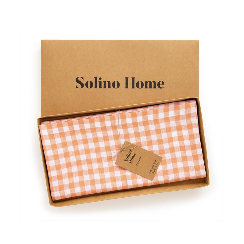 Solino Home Linen Tablecloth 60 x 120 Inch - 100% Pure Linen Gingham Checkered Multicolor Tablecloth for Rectangular Tables - Machine Washable Table Cloth for Spring, Summer, Mothers Day