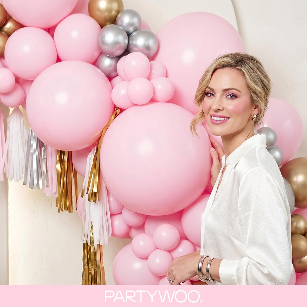 PartyWoo Light Pink Balloon Arch Kit - 152pcs in Various Sizes for Baby Showers & Birthdays