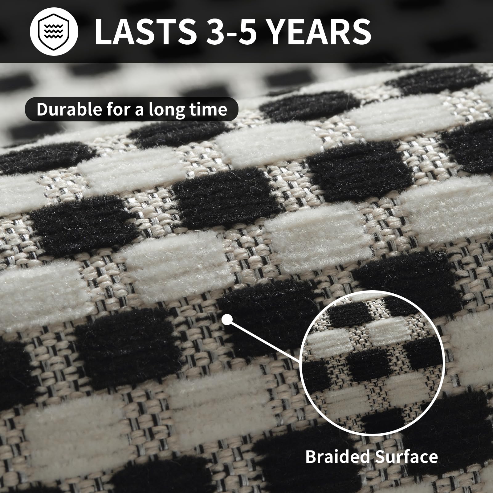 YDKGL Kitchen Mats for Floor, Super Absorbent Kitchen Rugs Non Slip Washable, Rubber Backing Soft Chenille Braided Kitchen Runner Rug Standing Mat Sink Mat, Easy to Clean, Black 17"x30"