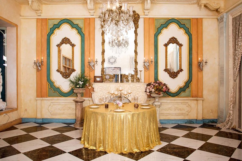 PartyDelight 120" Round Gold Sequin Tablecloth High-Density 3mm Stitched Sequins Floor-Length Shimmering Cover for 5ft/60 Circular Banquet Tables, Wedding Receptions
