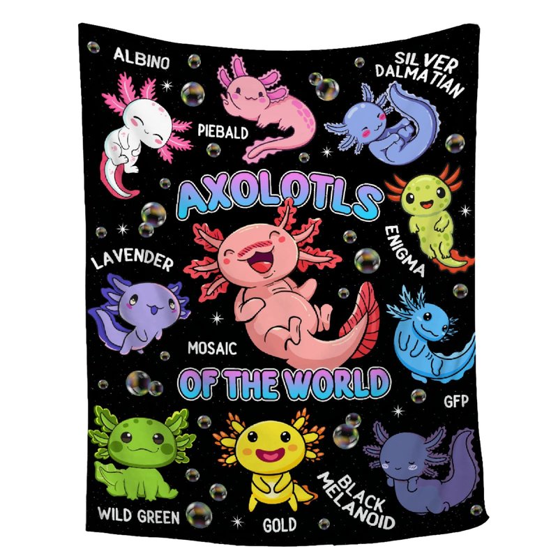 Axolotls of The World Throw Blanket,Axolotls Blanket Gifts, Ultra Soft Lightweight Flannel Blankets Warm Fuzzy Cozy Plush Blankets for Couch Sofa Bed Living Room,Kids Size-40"x50"