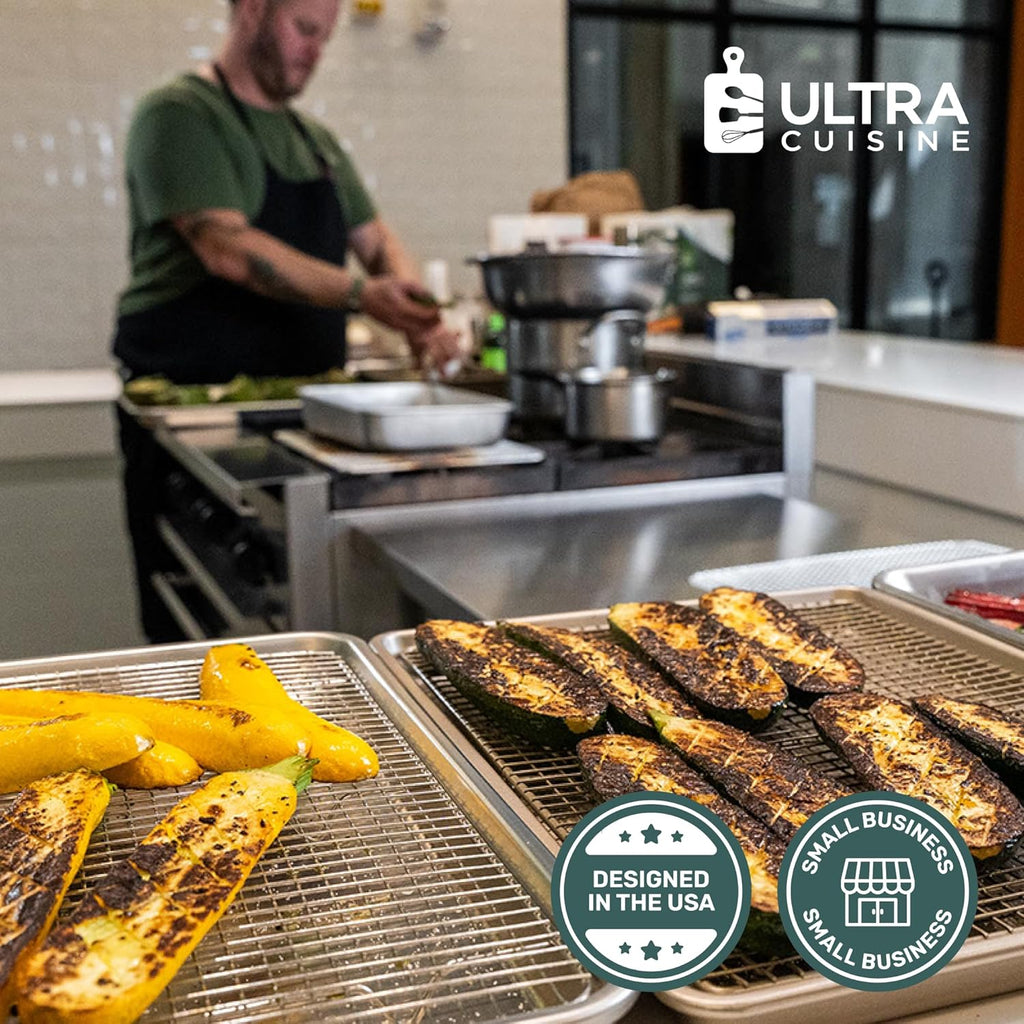 Ultra Cuisine Cooling & Baking Rack Set - Oven-Safe, Dishwasher-Safe Stainless Steel - Heavy Duty 8.5x12 | Set of 2