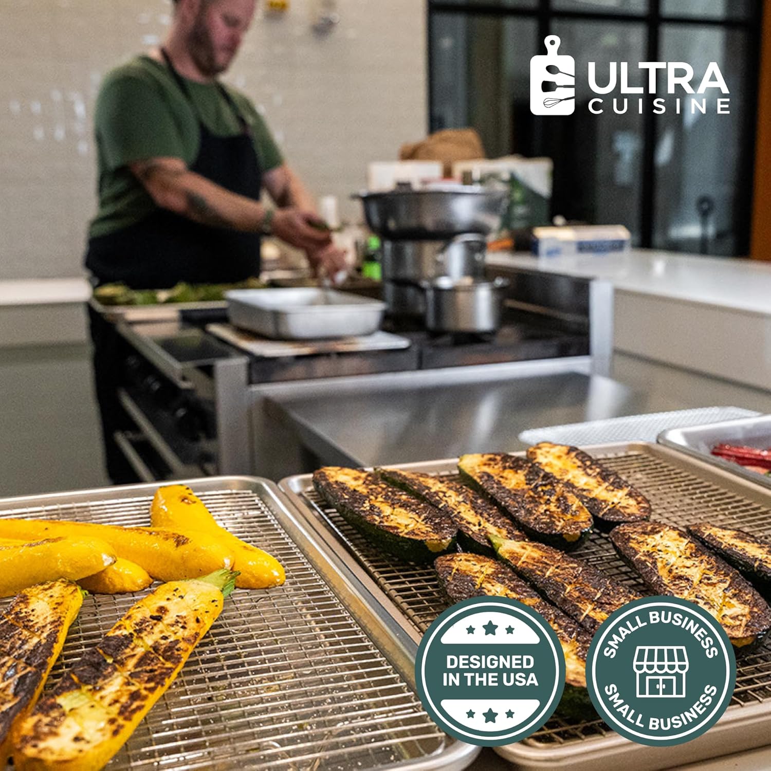 Ultra Cuisine Cooling & Baking Rack Set - Oven-Safe, Dishwasher-Safe Stainless Steel - Heavy Duty 8.5x12 | Set of 2