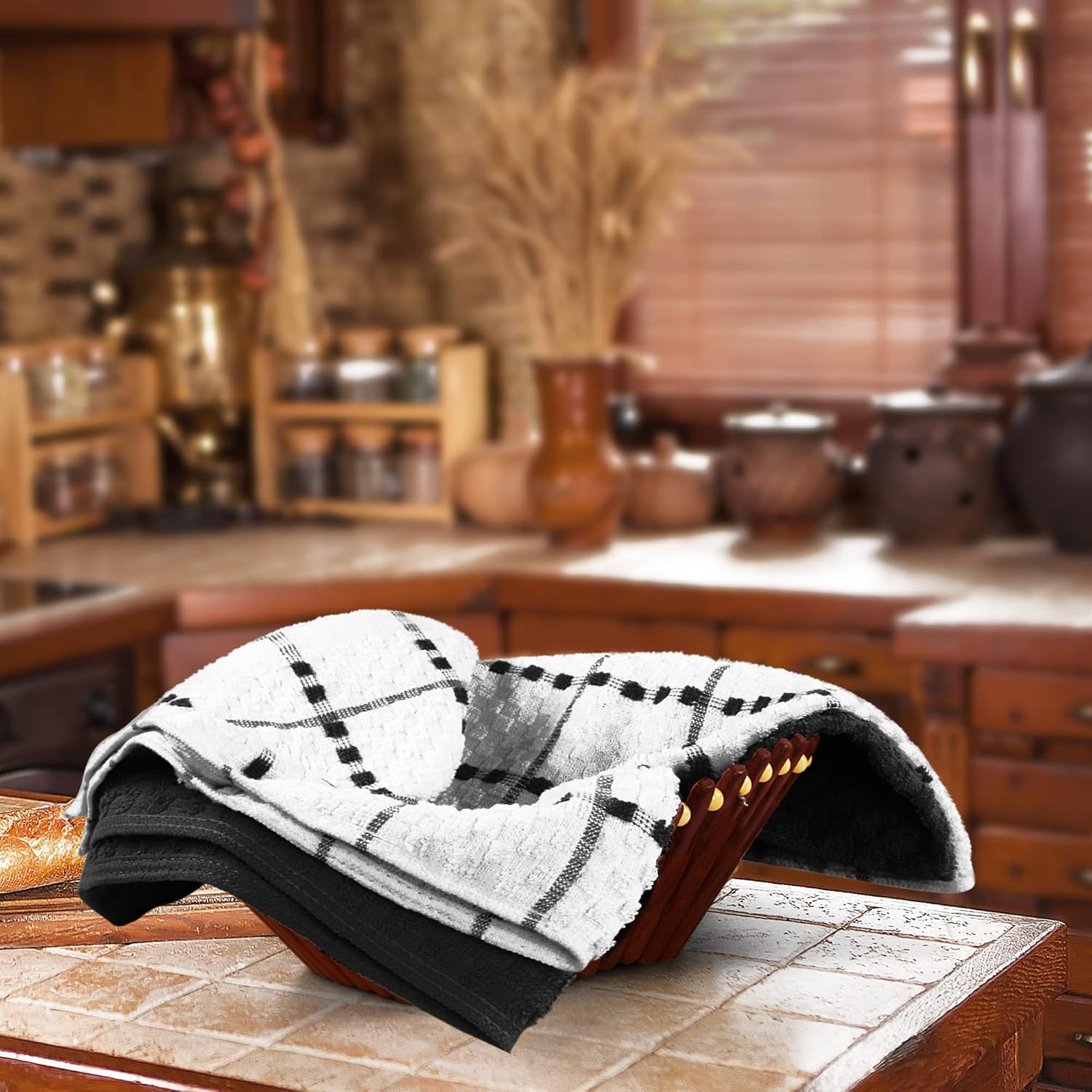 Utopia Towels | 12-Pack Kitchen Towels - Super Soft & Absorbent 100% Cotton, 15 x 25 Inches, Black