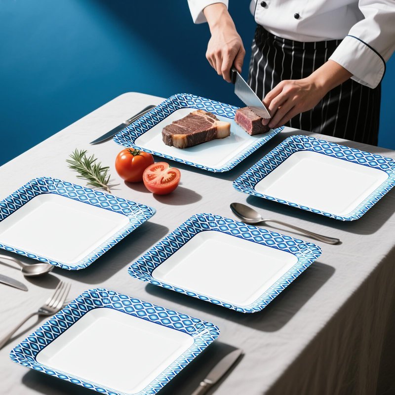 MUCHII 10 Inch Square Paper Plates, 140 Count Heavy Duty Bulk Disposable Paper Plates for Daily Use, Family Gatherings, Parties, Picnic