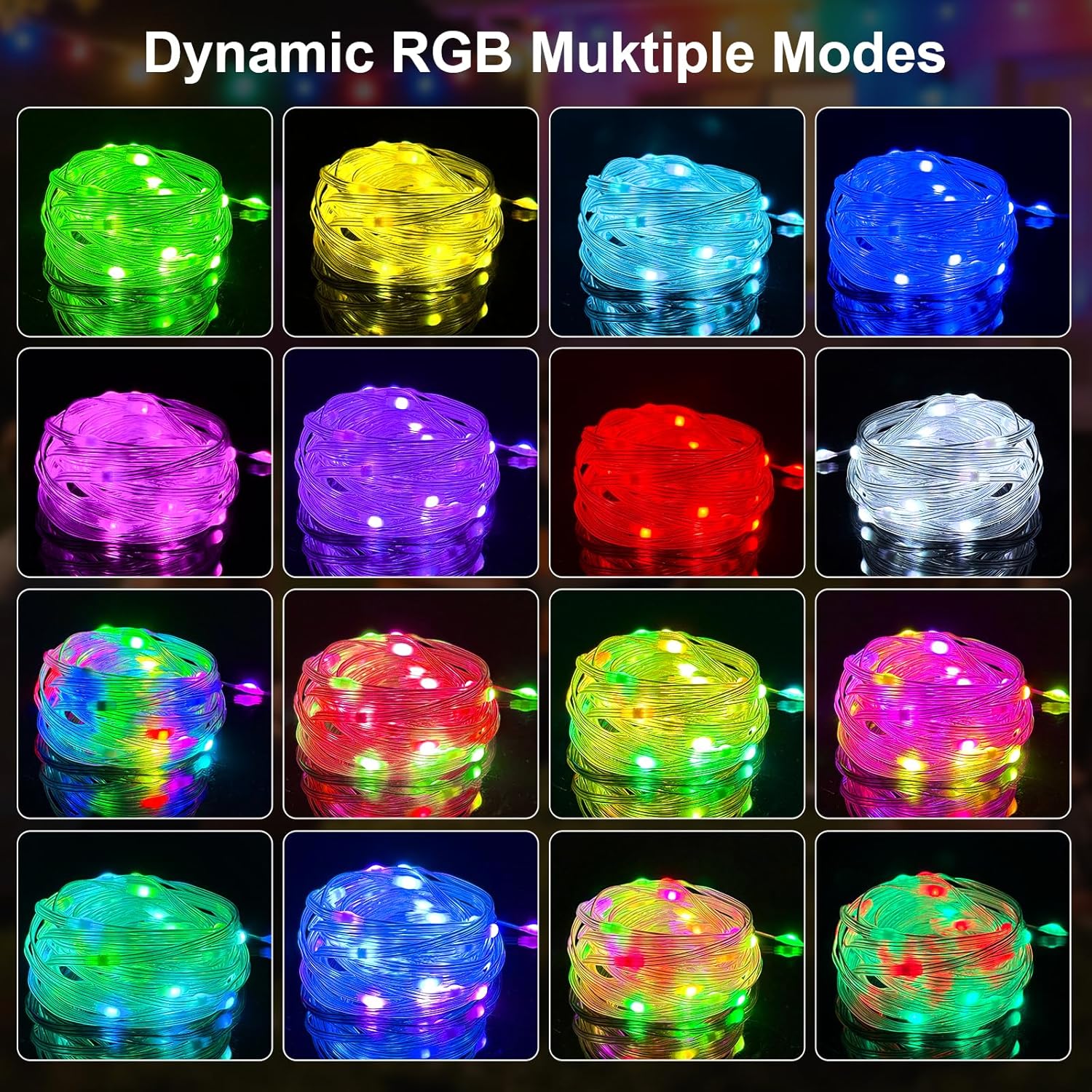 Skiennix USB Christmas Fairy String Lights - 16ft 50 LED Color Changing | APP Controlled & Remote Timer, Waterproof RGB Twinkle Lights for Indoor Parties & Weddings