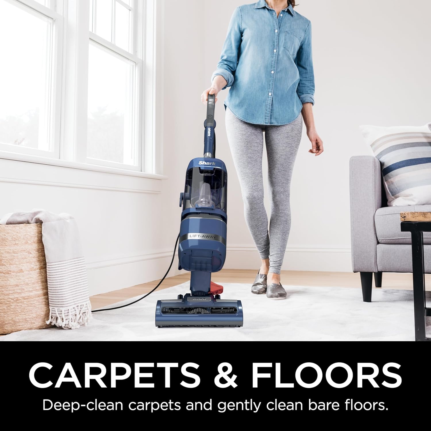 Shark Navigator Lift-Away ADV Upright Vacuum - Powerful Pet Hair Pickup & HEPA Filter - Lightweight, Blue Jean