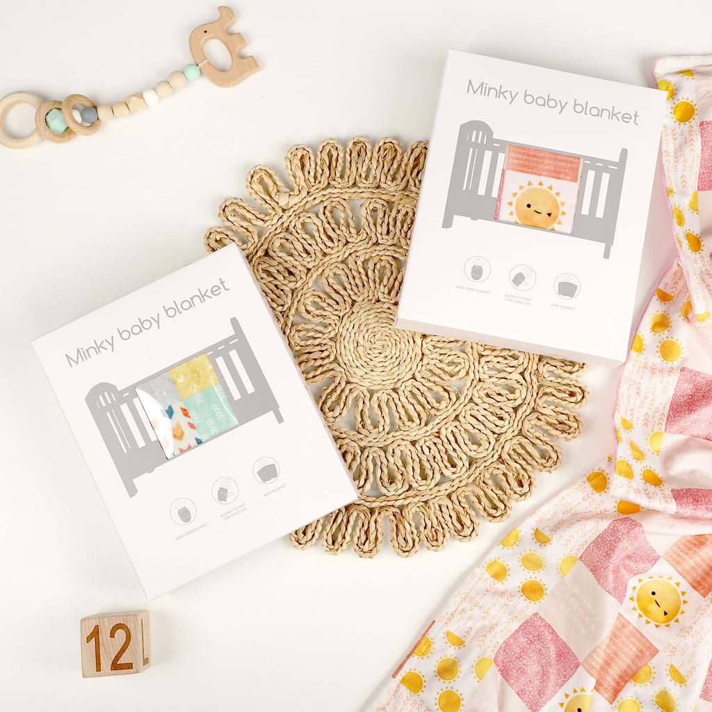 Baby Blanket for Boys Girls, Super Soft Double Layer Mink Blankets with Dotted Backing, Lattice Sun Toddler Newborn Nursery Bed Blanket, Multicolor Printed Blanket, 30 X 40 Inches