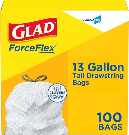 CloroxPro ForceFlex Tall Drawstring Trash Bags - 13 Gallon, 100 Count | Durable & Reliable Disposal