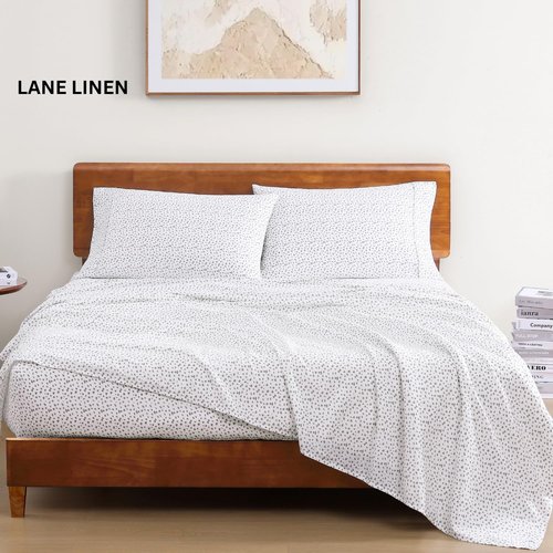 LANE LINEN 100% Organic Cotton Full Size Sheet Set - Soft Percale Bedding with 15" Deep Pockets | Haze Grey